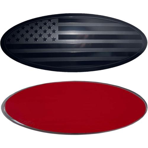 12 inch Emblem Front Grille Tailgate Rear Aluminum Overlay American Flag Emblem Fit for 2017-2022 Ford F250 F350 Super Duty（Black, 12