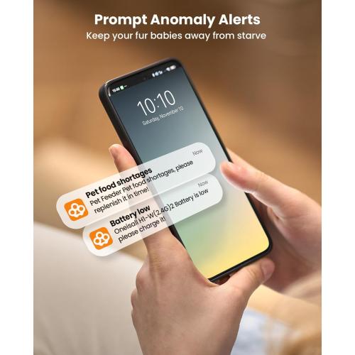 oneisall Cordless WiFi Automatic Cat Feeder for 2 Cats, Rechargeable 100-Day Battery Operated Auto Cat Feeder, 20 Cups/5L Timed Cats Food Dispenser Automatic for Large Kibble, Smart App Control