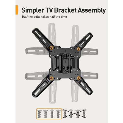 Black Perlegear Full Motion TV Mount for Most 26–65 inch Flat or Curved TVs up to 82 lbs, Wall Mount TV Bracket with Articulating Arms, Tool-Free Tilt, Swivel, Extension, Max VESA 400x400mm, PGMF3