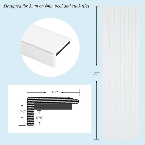 SUNWINGS 10-Pack 36 Inch Peel and Stick Aluminum Tile Trim, Decorative Kitchen Backsplash Trim Edge, Self Adhesive Tile Liner Matte Silver Large