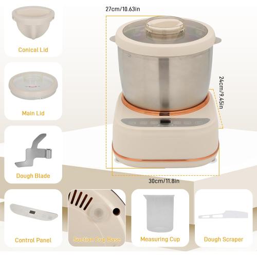 7.4QT Electric Dough Mixer with Ferment Function, Large Capacity Dough Maker Machine, 304 Stainless Steel Bowl,Face-Up Touch Panel, Timer Control, Commercial & Household Bread Mixer for Pizza