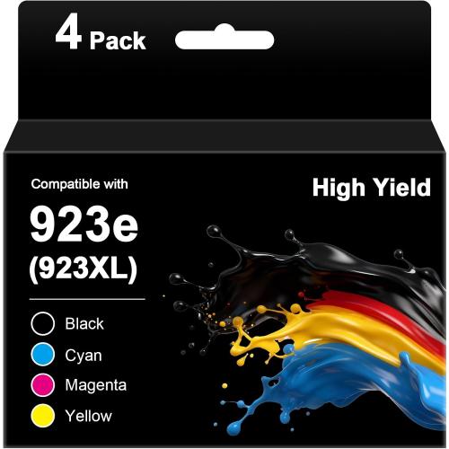 923e 923XL Ink Cartridges for HP Printers 8125e 8120e 8135e Replacement for HP 923 Ink Cartridges for Office Jet Pro 8125e 8120e 8120 8135e 8135 8139e 8130e, for HP Ink 923 923e HP923 with Chip 4 Pack