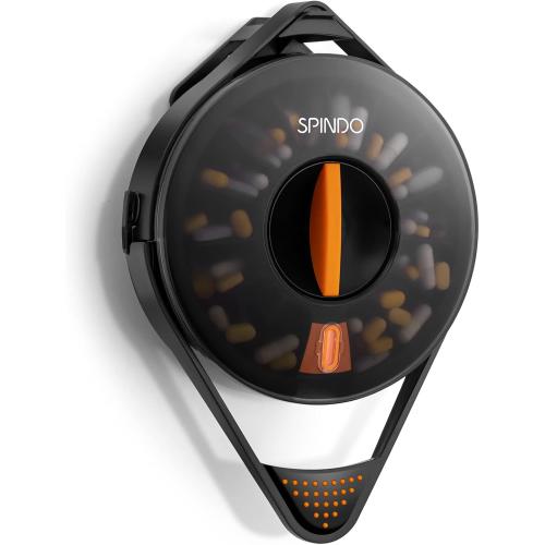 Fullicon Weekly Pill Dispenser Organizer with 14 Large Compartments and Child-Proof Lock, Spindo Medicine Dispenser-Dispense Vitamin/Tablet/Supplement for Elderly/Amnesia/Dementia