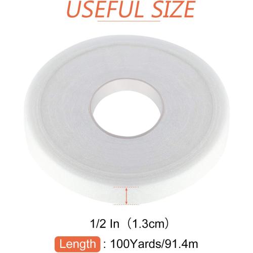 Boao 100 Yards Iron on Hemming Double Sided Fabric Tapes, 1/2 Inches