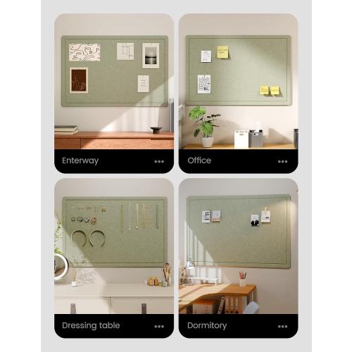 Fluxynara Bulletin Board,35.4 x 23.6 Cork Board Alternative with 12 Safe Removable Adhesive Tabs, Foldable Felt Pin Board for Home Office, Classroom, Bedroom,Entryway for Walls— Sage