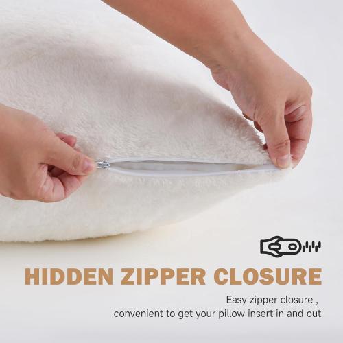 DOWNCOOL Large Body Pillow Insert with Faux Fur Cover - Fluffy Long Bed Pillow for Sleeping - Breathable Full Body Pillow for Adults - 20x54 inch (White, with Cover)