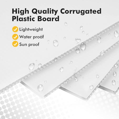 Corrugated Plastic Board 24x36 inch - 4 Pack White Plastic Poster Board, 3/16'' (5MM) Thick Blank Board, Waterproof Sheets for Indoor & Outdoor Use, Displays