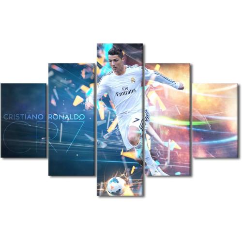 Color Multi of Ronaldo TUMOVO 5 Piece Cristiano Ronaldo Wall Art Gallery Wrap Football Star Poster Inspirational Wall Art Canvas Prints Modern Home Decor Artwork for Living Room Bedroom Office Framed Ready to Hang