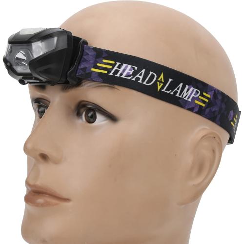 Color Black and Purple High Brightness LED Headlight, Front Light, Waterproof, USB Charging for Camping, Fishing