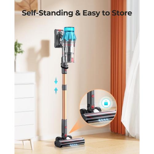 Cordless Vacuum Cleaner 550W/45Kpa, Stick Vacuum Cleaners 60 Mins Max Runtime with Charging Dock, Self-Standing Handheld Vacuum with Touch Display, 6-in-1 Vacuum Cleaner for Carpet/Hard Floor/Pet Hair