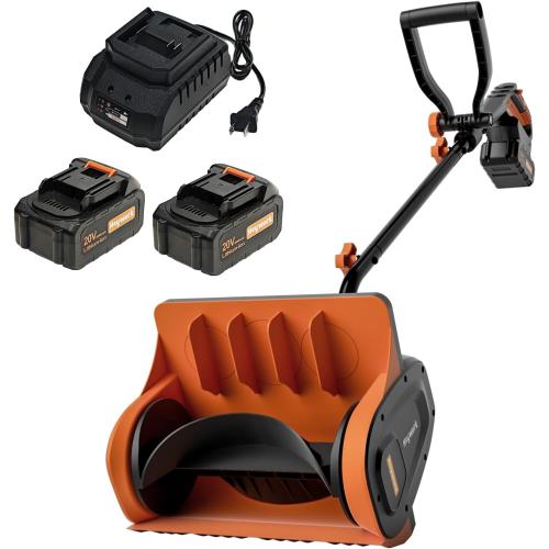 Cordless Snow Shovel, 20V 13-Inch Battery Powered Snow Thrower, Battery Snow Blower with Directional Plate & Adjustable Front Handle(4.0Ah Li-ion Battery*2 & Fast Charger Included),SS13D12