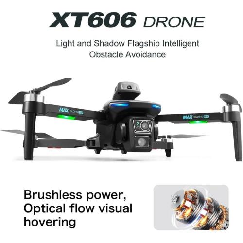 Waillynice- XT606 Drone 6k Profesional 4K HD Camera Obstacle Avoidance Aerial Photography Optical flow Foldable Quadcopter GPS RC 10000M (Black-6K-1B)