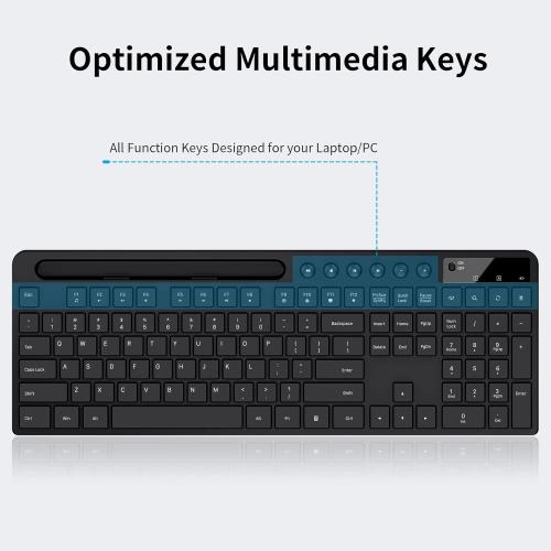 Wireless Keyboard and Mouse Combo, MARVO 2.4G Ergonomic Wireless Computer Keyboard with Phone Tablet Holder, Silent Mouse with 6 Button, Compatible with MacBook, Windows (Black)