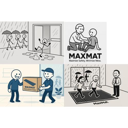 MaxMat® Extra Large Commercial Door Mat, Rubber Border Heavy Duty Door Mat, Waterproof, Low-Profile, Easy to Clean, Rubber Entry Mat. (Grey)