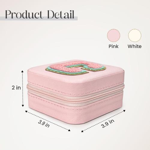 SANDJEST Personalized Jewelry Box, Pink Travel Jewelry Box with Initial C, Small Monogrammed Jewelry Case Organizer for Girls Women Teen Kids, Mini Travel Essentials Gifts for Birthday Christmas