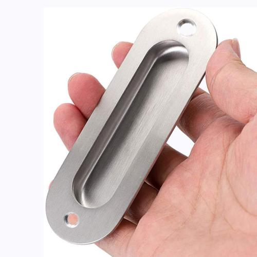 Evponk 2 Pcs Oval Sliding Door Pulls, Stainless Steel Recessed Flush Finger Pulls Hidden Concealed Pocket Door Pull Handle with Screws, 120 × 40 ×14mm