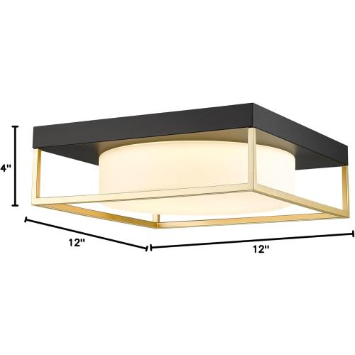 CALDION 3Pack Ceiling Light Fixture, 12 Inch 24W 950 Lumen LED Flush Mount Light Fixture, Dimmable 3000K, Square Ceiling Lamp for Bedroom, Kitchen, Hallway