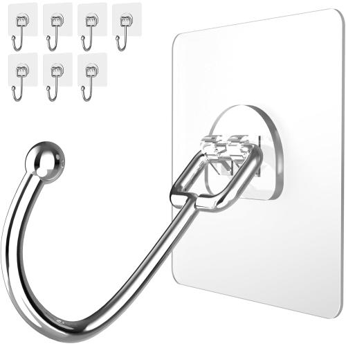 Latoxcaa 8-Pack Transparent Heavy Duty Adhesive Hooks