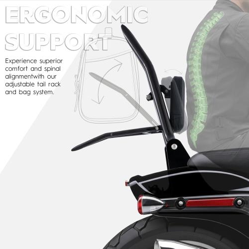 Adjustable Holdfast Sissy Bar Luggage Rack Passenger Backrest with Lock Compatible with Harley Dyna Low Rider Street Bob Super Glide FXD FXDB FXDL FXDLS 2006-2017(Gloss Black)