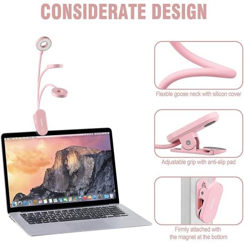 Visson Stepless Dimming Book Light,12 LED Reading Lights for Books in Bed,3 Color Temperature,Rechargeable Clip-on Light with Magnetic Function.Perfect for Bookworms,Kids