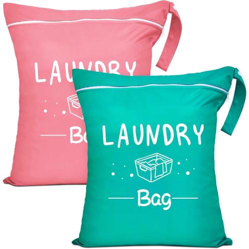 PASHOP Travel Laundry Bags, 2 Pack Waterproof Wet Dry Bags for Dirty Clothes Bags, Washable Camp Laundry Bag Sleepaway Suitable for Traveling