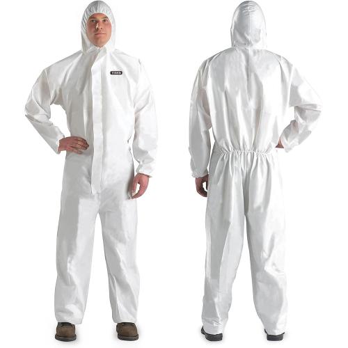 Hazmat Suit Disposable Coverall | Heavy Duty Full Body Paint Coverall & Suit in 7 Sizes - Large, White, 2