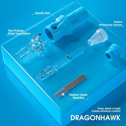 Dragonhawk Tattoo Cartridges Needles for Studio Artists, Disposable Standard Tattoo Needles Kit by Dragonhawklabs, 50Pcs Mixed Sizes 1007RM, 1009RM, 1001RL, 1003RL, 1005RL