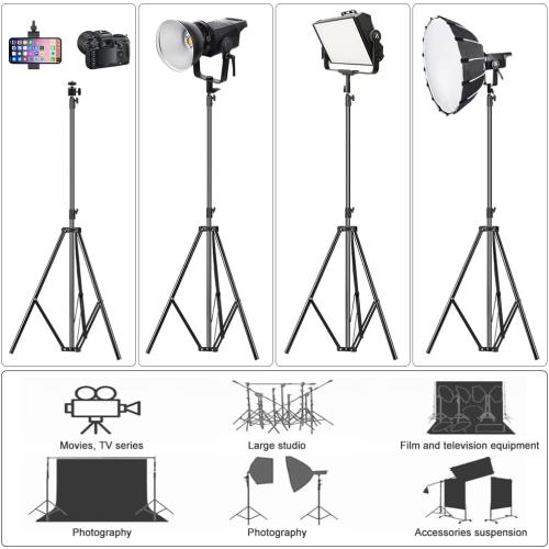 Black 9.33Ft Photography Light Stand 9.33 Ft/ 2.8M Heavy Duty Aluminum Light Tripod Stand Photography Photo Studio Lighting Stand for Photography Studio, Umbrella, Backdrop, LED Panel, Speedlite Flashes, Reflector