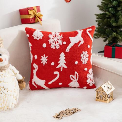 Christmas Winter Holiday Pillowcase Soft Decorative Cushion Cover Festival Pillow Case Jacquard Cushion Case for Sofa Decoration