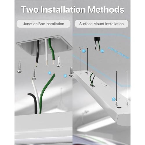 HYPERLITE 4FT 60W LED Wraparound Light, 6600lm Linkable 60W/50W/40W 5000K Led Shop Lights Surface Mounting, ETL,AC120V LED Ceiling Office Wrap Light for Kitchen, Hallway, Fluorescent Replacement, 4P