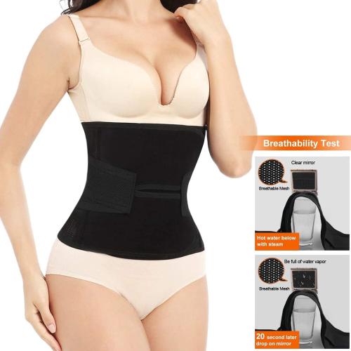 SMALL Postpartum Belly Band,C Section Belly Binder,Abdominal Binder Post Surgery Girdle,Tummy Tuck Compression Wrap Waist Trainer Black