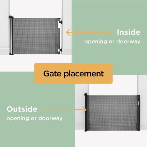 Hakuna Pets Indoor/Outdoor Paw Proof Retractable Dog Gate, 36.6 Tall Extends to 71 Wide, Gray