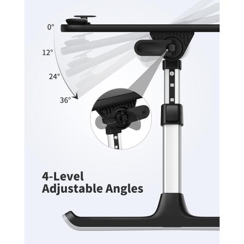 SAIJI Height & Angle Adjustable Laptop Stand for Bed, Lap Desk Bed Tray Table, Light Weight Foldable Portable Laptop Table for Couch Sofa Chair Floor Desk for Adults, Kids (Black)