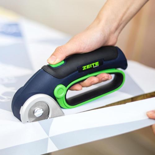 ZEITE 4V Cordless Electric Scissors,Cardboard Cutter with 2 Blades,Storage Box,USB Charging Cable,Power Rotary Cutter,Max Cutting 1/4,for Cardboard Box,Thin Carpet & Plastic, Easy to Hold and Safe