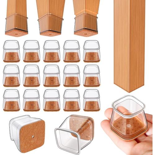 Ansible 24 pcs Square Large Chair Leg Floor Protectors, Furniture Felt Pads Silicone Covers caps for Chairs,Chair Leg Protectors for Hardwood Floors (Large fit:1'' to 1-5/8'')