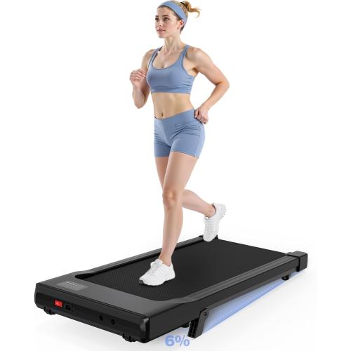 Walking Pad,6% Walking Pad with Incline,No-Assembly Walking pad Treadmill with APP and Remote Control,LED Display,2.5 HP Quiet Under Desk Treadmills,300 lbs Capacity