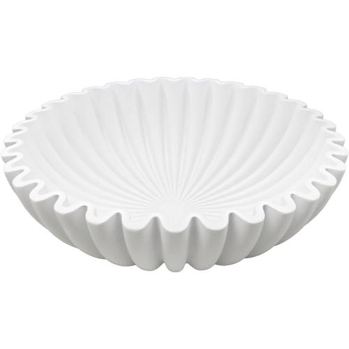 YMXYJM Large Decorative Bowl, Modern Handicraft Bowls for Home Decor, Decorative Fruit Bowl for Kitchen Counter, Ruffle Bowl Decor, Stylish Key Bowl for Entry Table, White