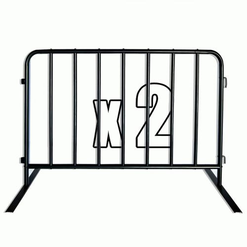 2-Pack Steel Crowd Control Barrier, Light Duty 5FT Interlocking Safety Barricade, 16GA Galvanized Steel Queue Barrier, Assembly Needed for Pedestrian Traffic & Construction Barricade（Black）