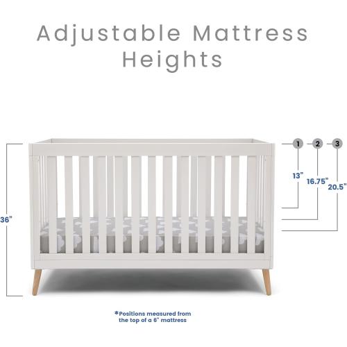 Delta Children Essex 4-in-1 Convertible Baby Crib, Bianca White with Natural Legs