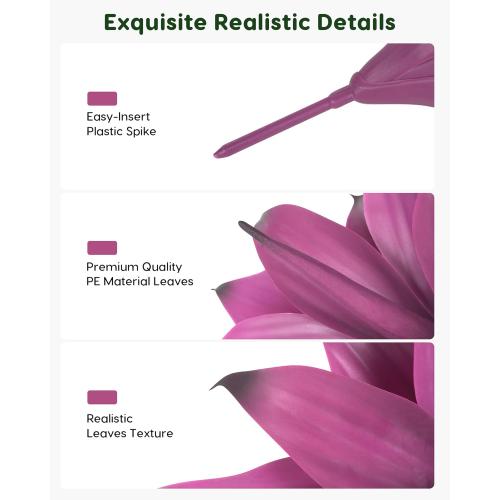 Velener 14 Inch Artificial Agave Plants, UV Resistant Fake Outdoor Plants, Small Faux Plants for Indoor Decor(Purple)-2 Pack