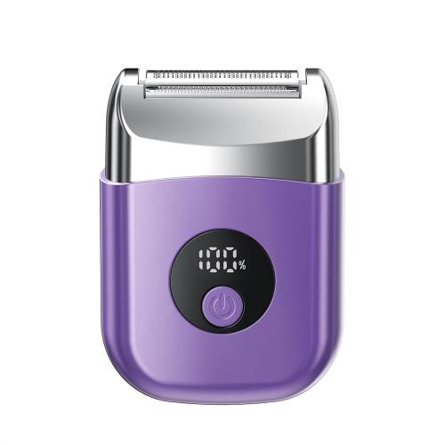 Cordless Electric Razors for Women, Travel Electric Shaver with LED Display, Rechargeable Body Trimmer Shaver for Private Area, Face Underarms Bikini,Lips,arms, Legs (Purple)