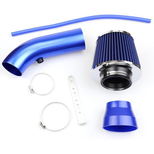 Cold Air Intake Pipe, 76mm 3 Inch Universal Performance Car Cold Air Intake Turbo Filter Aluminum Automotive Air Filter Induction Flow Hose Pipe Kit (BLUE)