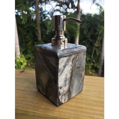 Lotion Dispenser Soap Dispenser - Made of Natural Stone - Bathroom Accessories Bath Set (Black)