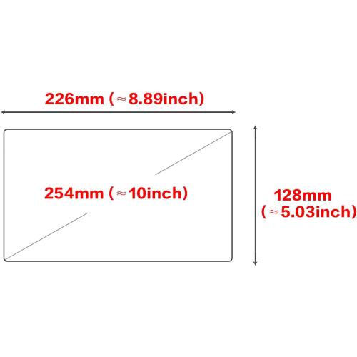dasaita 10 inch Large Screen 226X128mm Tempered Glass Screen Protector Display Monitor Glass Film for 2 DIN Car DVD GPS Head Unit Global Navigation System