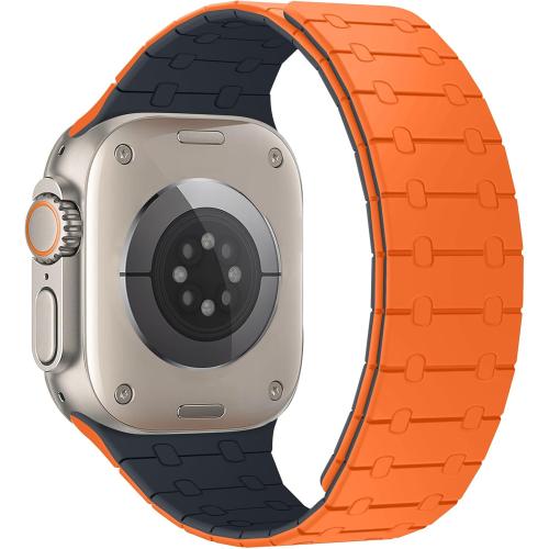 Compatible with Apple Watch Band 49mm 46mm 45mm 44mm 42mm 41mm 40mm 38mm, Silicone Magnetic Adjustable Loop Strap for iWatch Ultra 3/2/1 SE3 Series 11 10 9 8 7 6-1 (49/46/45/44/42, OR Midnight)