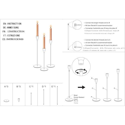 Denique Candlestick Holders 2 Sets, 6 PCS Silver Taper Candle Holders, Candlestick Holders Set for Table Centerpiece Vintage Modern Candle Holders for Home Wedding Decoration