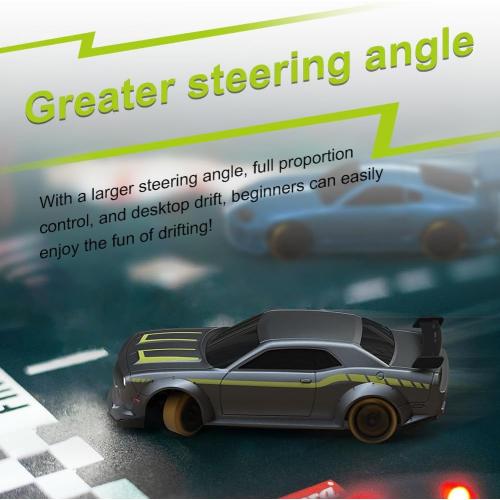 Turbo Racing 1:76 Scale Drift RC Car with Gyro Mini Full Proportional RTR 2.4GHZ Remote Control with 2 Replaceable Body Shell (C65-GREY)