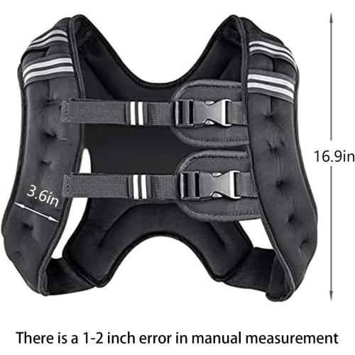 BLACK Prodigen Weighted Vest for Women and Men 8 12 16 20 25 30 Lbs with Reflective Stripe and Double Adjustable Buckle Straps Weight Vests for Strength Training, Jogging, Cardio, Weight Loss