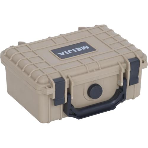 MEIJIA IP67 waterproof hard compact case,Customizable Fit Foam,8.12”x6.56”x 3.56”,Fit Use of Drones, Cameras,Equipments,lens (Desert Tan)