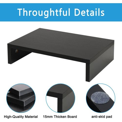 TEAMIX 14.2 inch Monitor Stand Riser, Wood Monitor Riser with Storage for Desk Small Monitor Stand TV/Screen/PC/Laptop Riser Computer Stand Desktop Shelf (Black-14.2 inch)